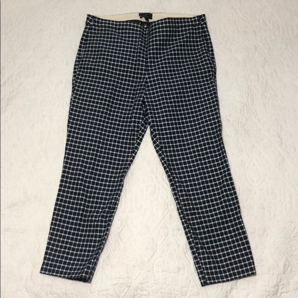 J Crew Martie Stretch Navy & White Crop Pants sz12
